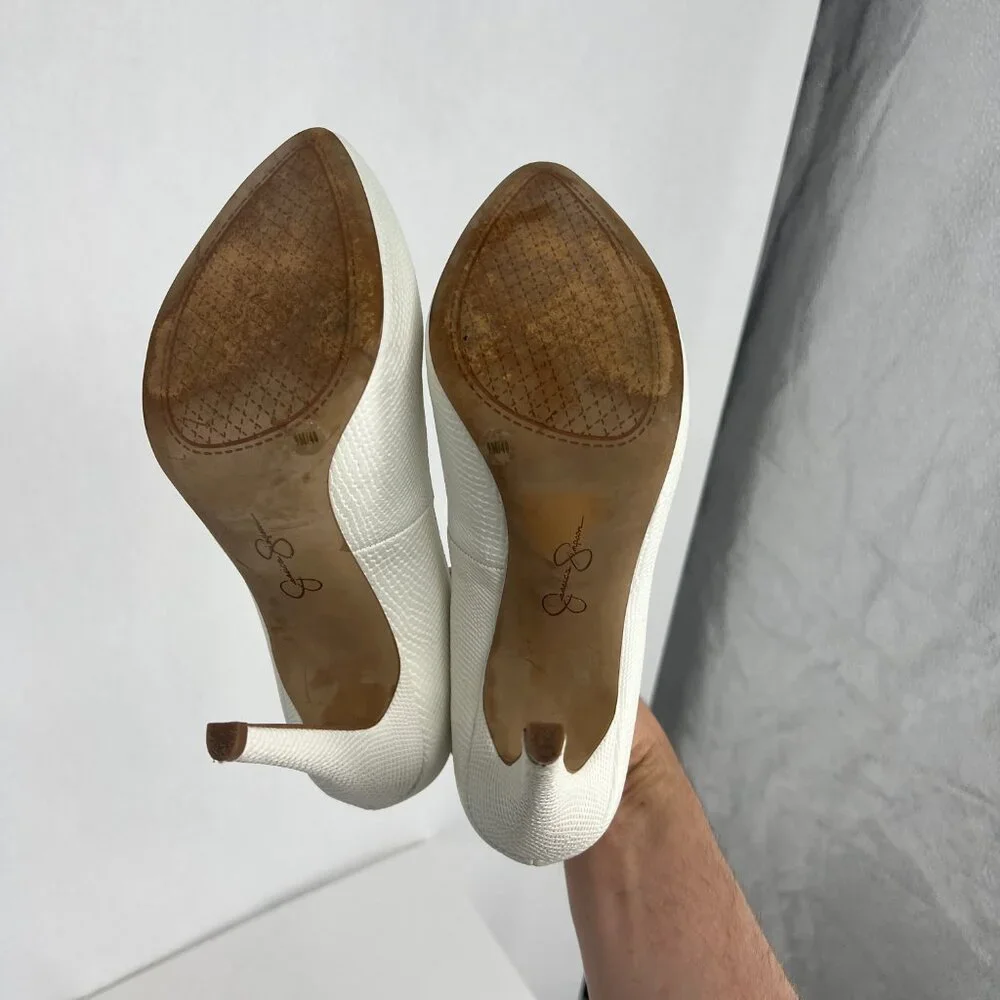 Jessica Simpson Parisah White Snakeskin Platform Pump